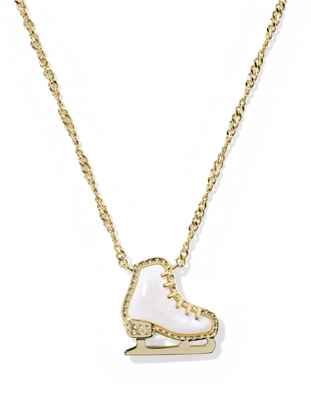 Kendra Scott Mother of Pearl Ice Skate Gold Short Pendant Reversible Necklace